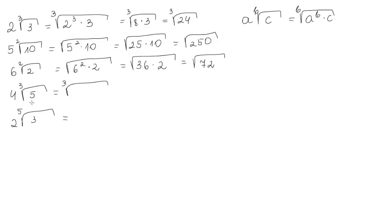 Włączanie czynnika pod pierwiastek