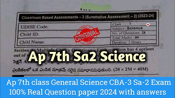 💯7th class general Science CBA-3 Sa2 real question paper 2024|Ap 7th Sa2 science question paper 2024