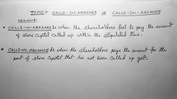CALLS-IN-ARREARS AND CALLS-IN-ADVANCE
