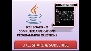 String Handling || Question - 5 || ICSE - X (Java Programming Tutorial)