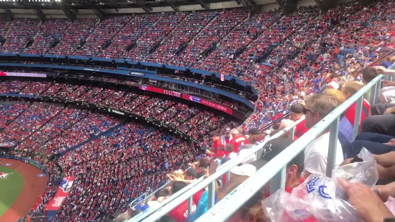When the CN Tower is in the Front of You, Canada Day Roger Centre Roof Opening (@bluejays)