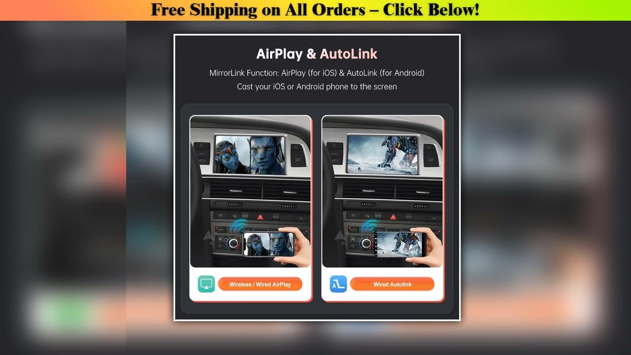 Road Top Wireless CarPlay Android Auto for Audi A6 C6 A7 C7 2010-2011 Q7 2010-2015,with Mirror