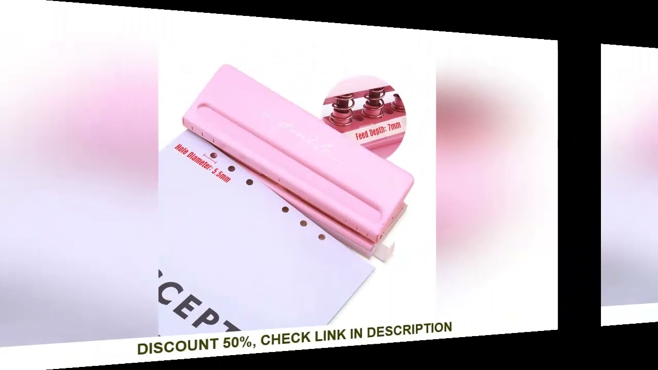 Adjustable 6-Hole Desktop Punch Puncher for A4 A5 A6 B7 Dairy Planner Organizer Six Ring Binder with