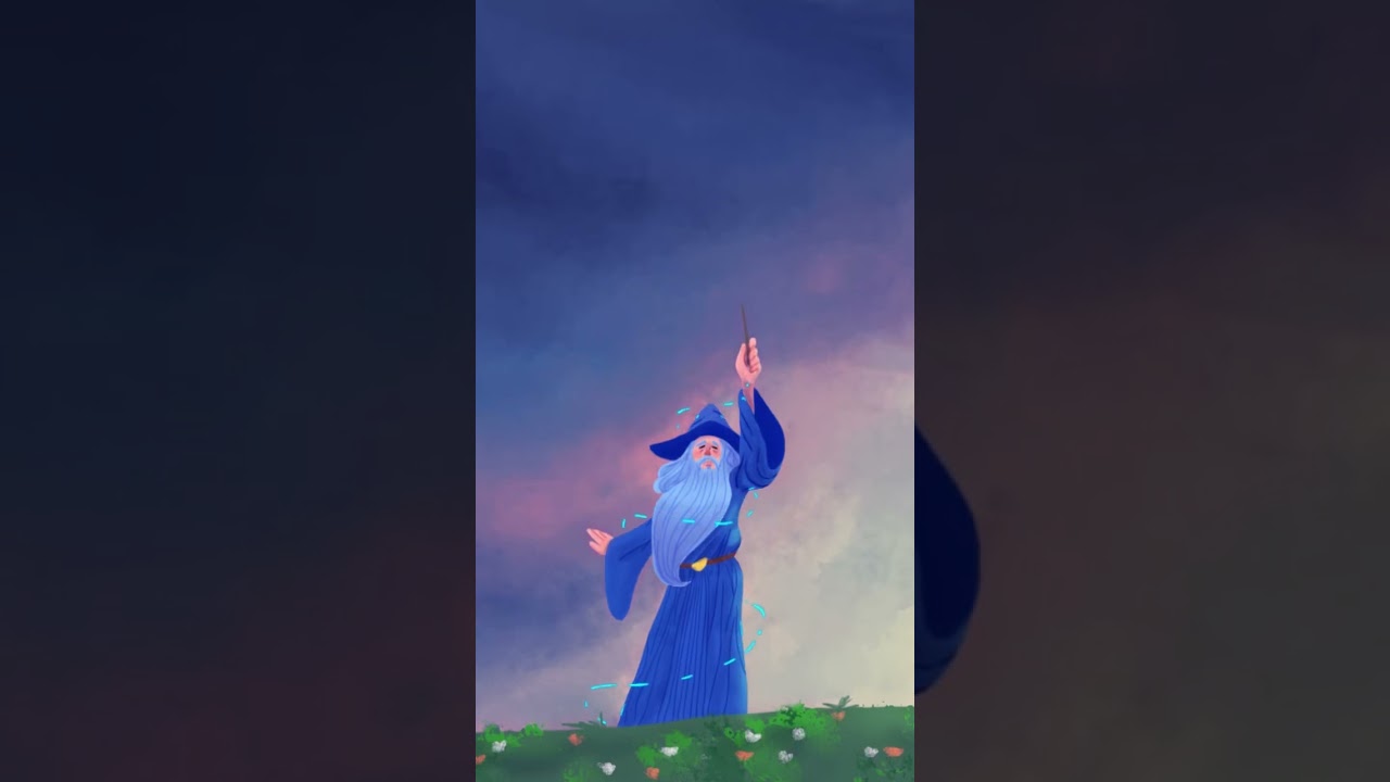 Wizard throwing a lightning bolt. A small animation made in procreate. 