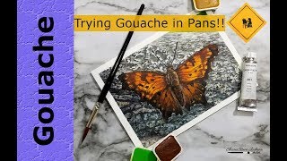 Trying Gouache Pans for the First Time!-Caran d' Ache Gouache Studio Pans