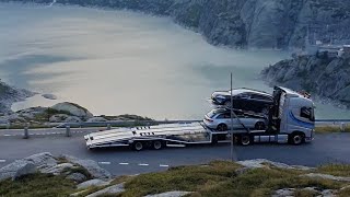 Driving the Grimselpass by truck