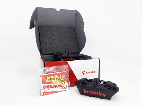 BREMBO RACING M4 MONOBLOC 100MM SCHWARZES RADIALBREMSSÄTTEL-KIT Video