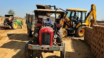 Jcb 3dx Backhoe Eco Machine Loading Mud in Massey 241 and John deere Tractor video I JCB tractor