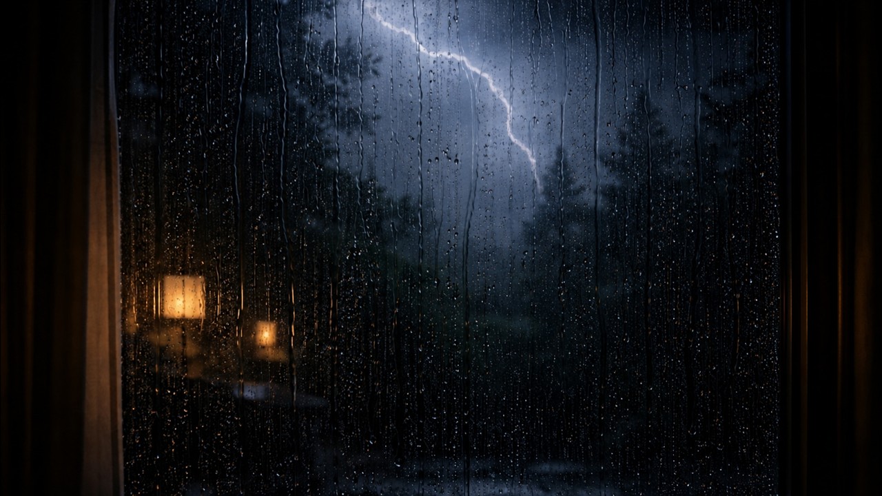 Heavy Rain & Distant Thunder (Black Screen) | Deep Sleep Sounds (10 ...