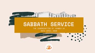 The Congregation of Yahweh UK | Sabbath Service | 25 April 2020