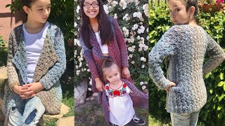 Flounder Fan Kids Cardigan - 3T to 14 - Crochet Tutorial - RIGHT HANDED