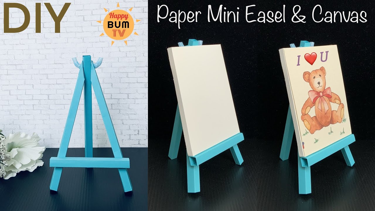 DIY PAPER GIFT IDEAS I HOW TO MAKE MINI EASEL & CANVAS WITH PAPER