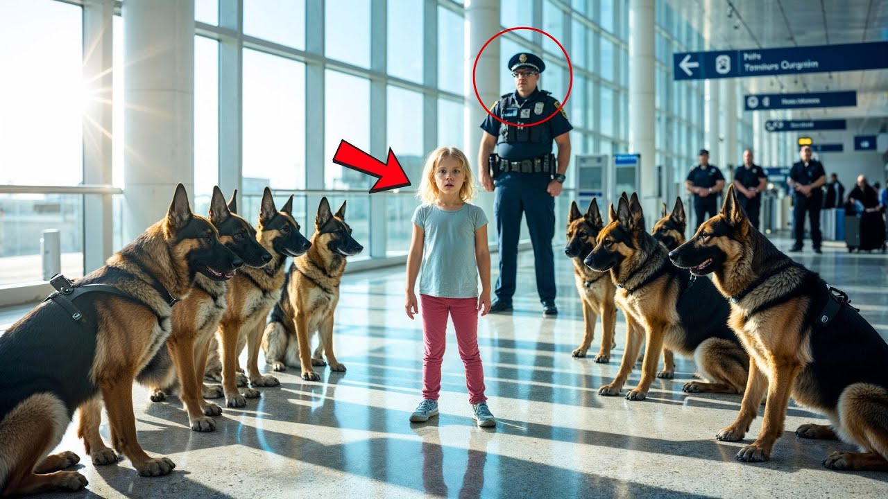 14 cães policiais cercam uma garotinha no aeroporto — o que aconteceu em seguida chocou a todos!