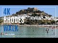 4K City Walk in Greece - Lindos town & Lindos Acropolis in Rhodes