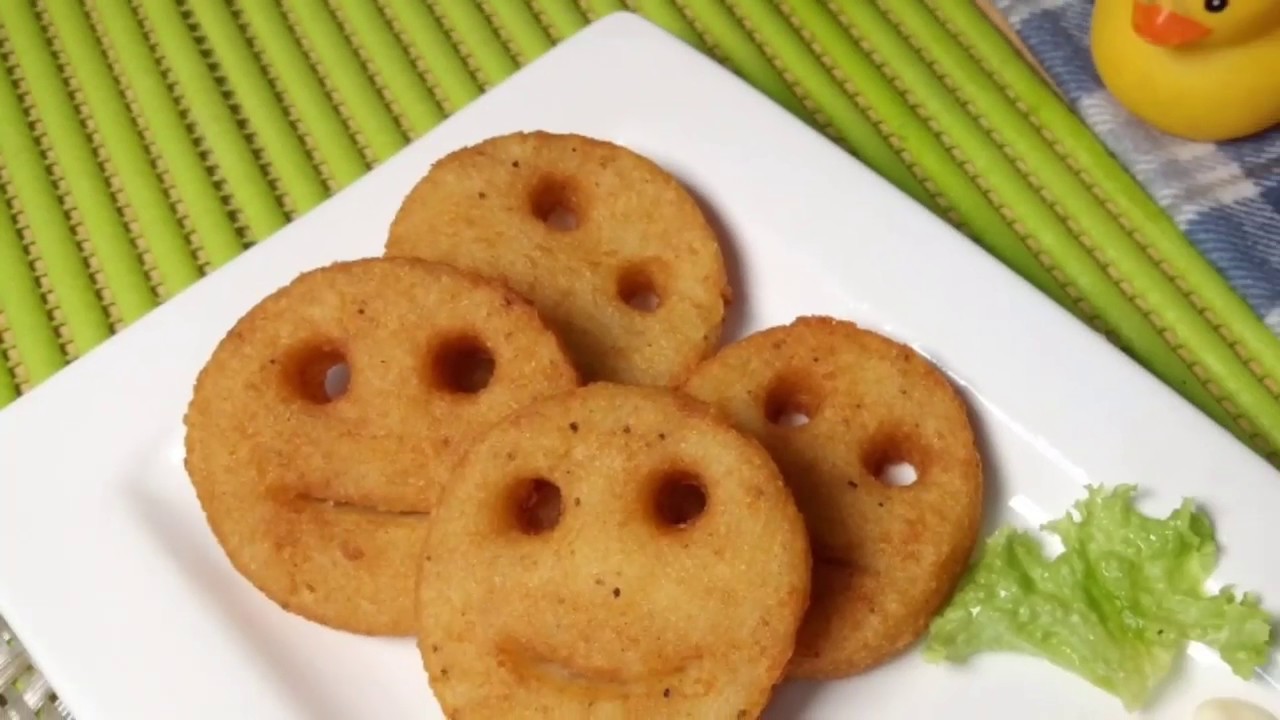 Homemade Potato Smiley / Emoji Fries Recipe Easy lunch box idea for