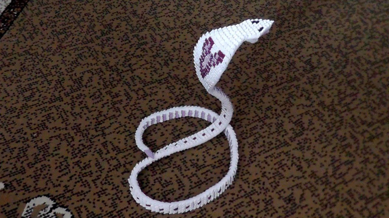 3D origami cobra snake serpent tutorial (instruction) YouTube