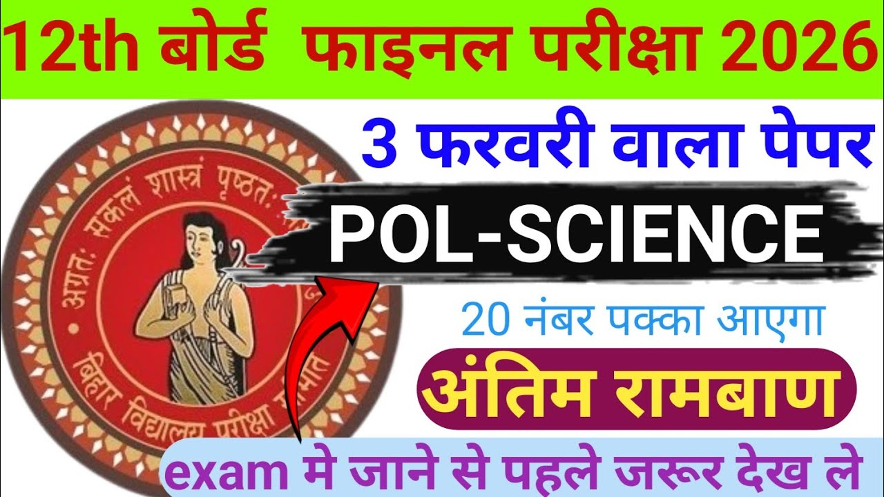 Class 12th Political Science Objective Question 2026 || Political Science Viral Question Paper 2026
