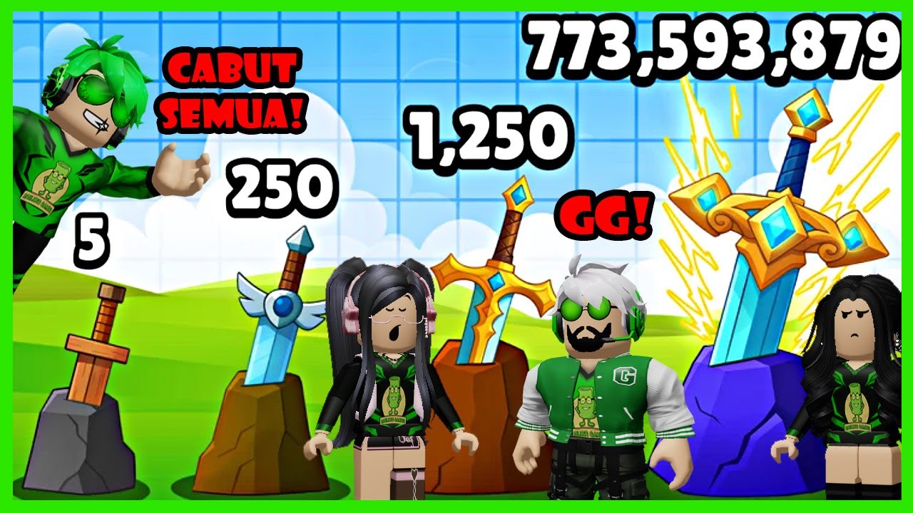 Keluarkan Semua Tenaga Dan Kekuatan Demi Bisa Mencabut Semua Pedang Yang Tertancap Di Batu