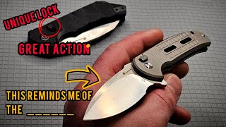 ROCK SAPPHIRE D2 Titanium | EDC Button Lock Pocket Knife