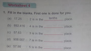 Dav Class 5 Math Unit 5 Worksheet 4 || Decimals || Decimals places || @madhubanclasses