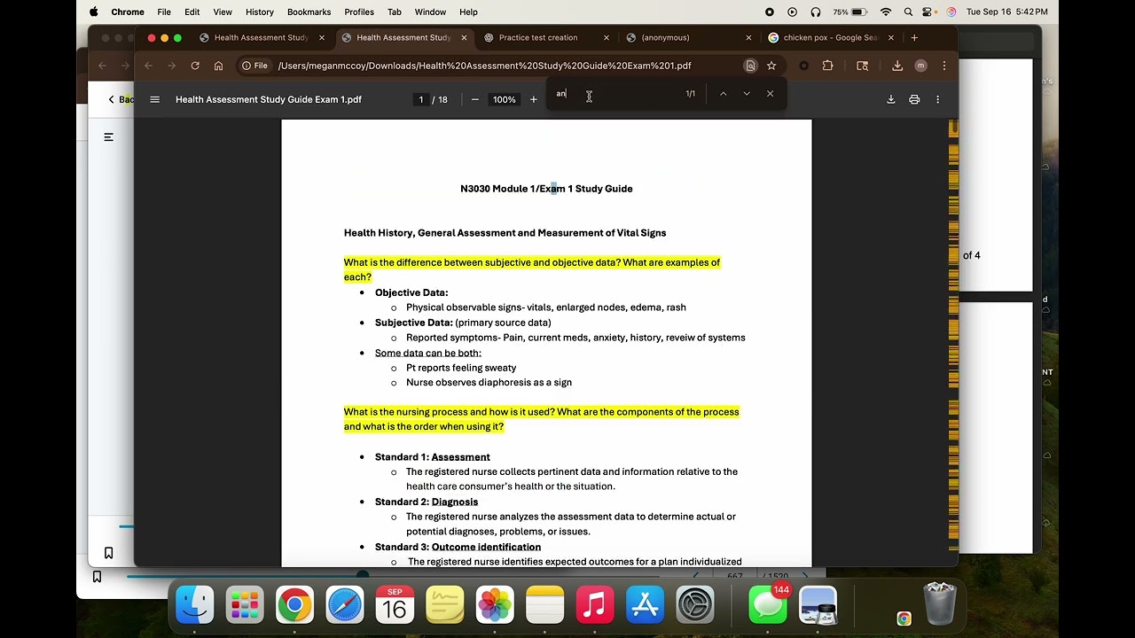 Health Assessment Exam 1 practice PART 1