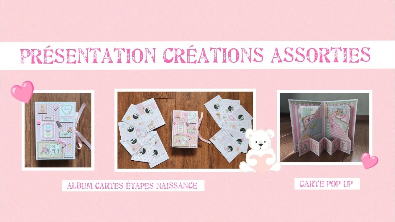 PRÉSENTATION SCRAP 2 Créations assorties thème Naissance collection Daydream Stamperia 🩷