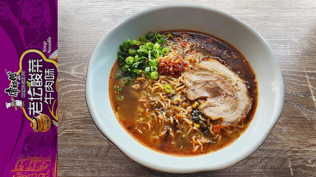 Kang Shi Fu Artificial Beef w/Pickled Vegetables – USA —  Instant Noodle Recipe Time — EP 2629