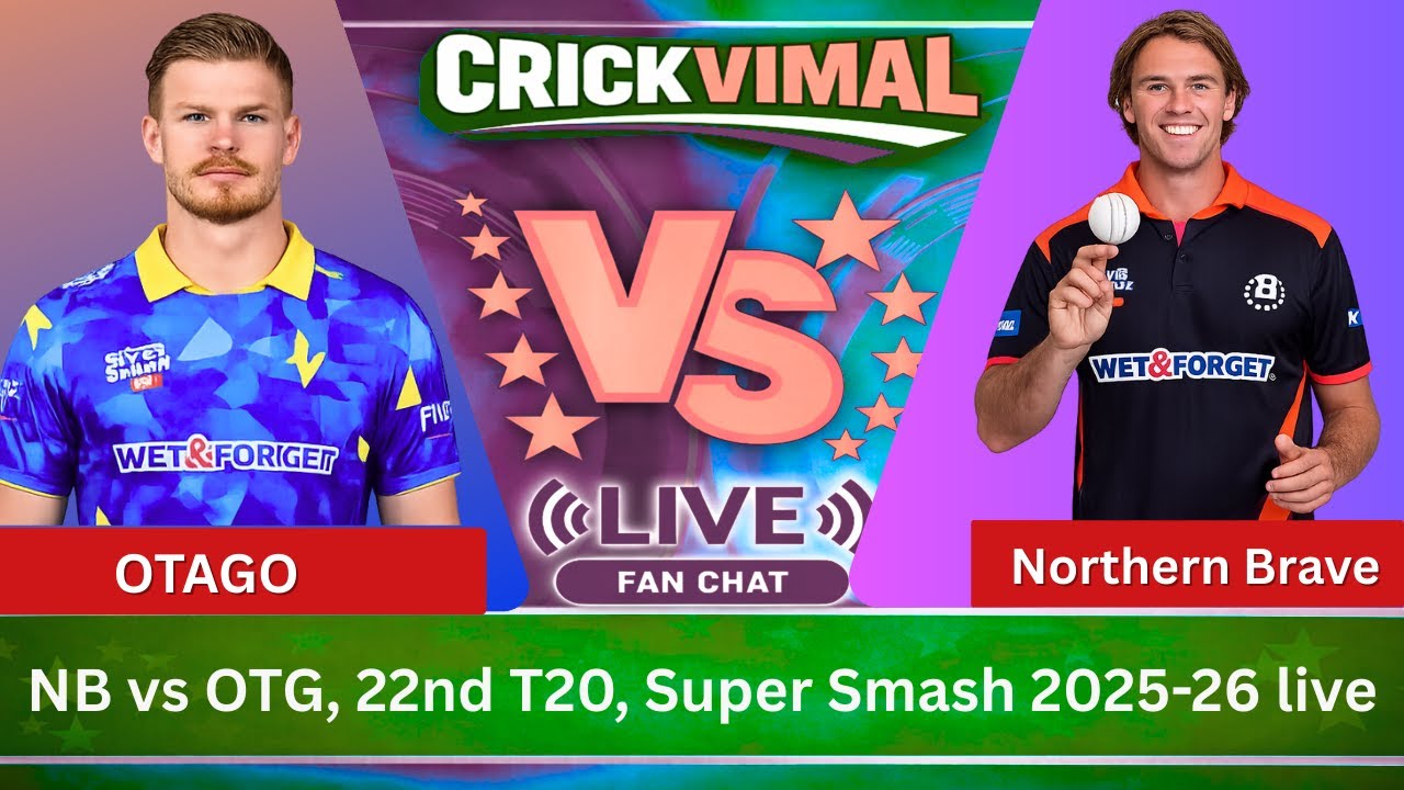NB vs OTG, 22nd T20, Super Smash 2025-26 Live | CRICKVIMAL