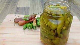 pickled Chillies-Pickle Vinegar Chillies- Hari Mirch Achar Commercial Recipe- Mirch ka Achar-