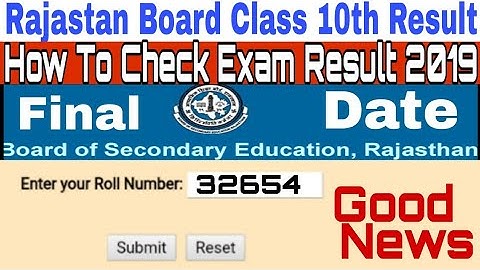 Rajasthan board class 10th result 2019,, how to check RBSE class 10th result 2019
