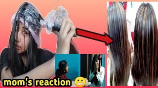 Hair Colour Highlights ||Hair Highlights At Home ,With Help Of Plastic || Mom Gone Crazy 