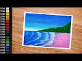 Oil Pastel Tropical Beach Landscape Painting Tutorial for beginners | Oil Pastel Drawing | 🏖️❤️✍️