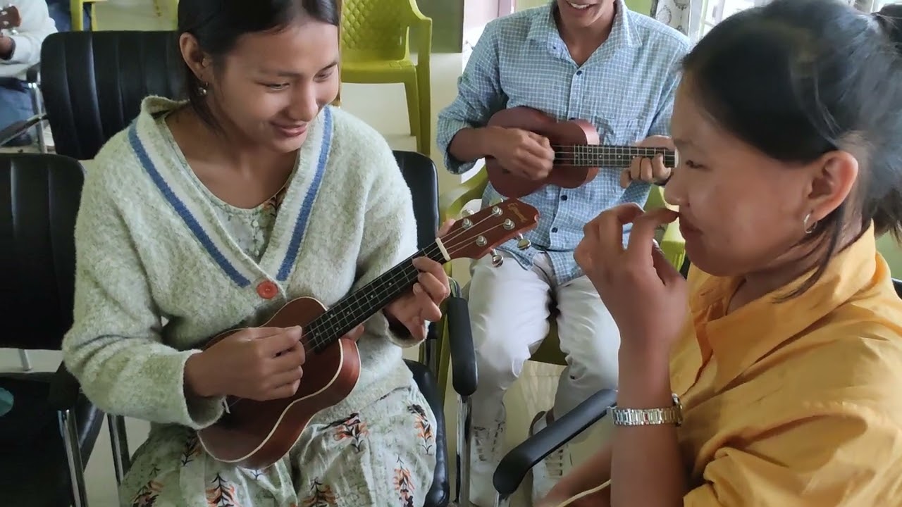 LBA Sunday school teacher learning Ekulele