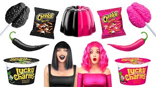 Black Food VS Pink Food Color Challenge | Сake Decorating! Eating 1 Color Sweets by RATATA POWER