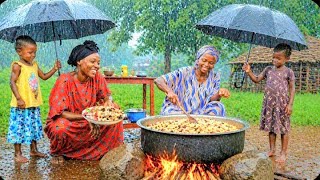 Rainy Day Village Cooking 🌧️ | African Mom Makes Delicious Village Food Over Fire 🔥