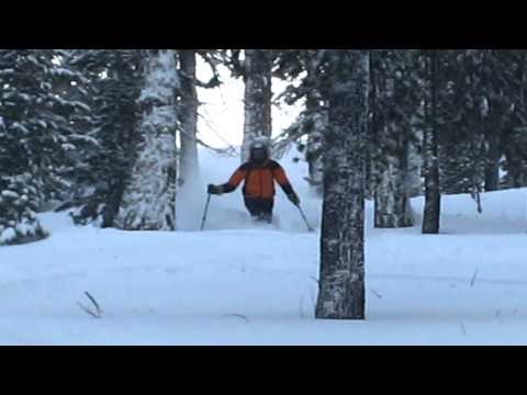 Powder with Telemark in Claviere's woods