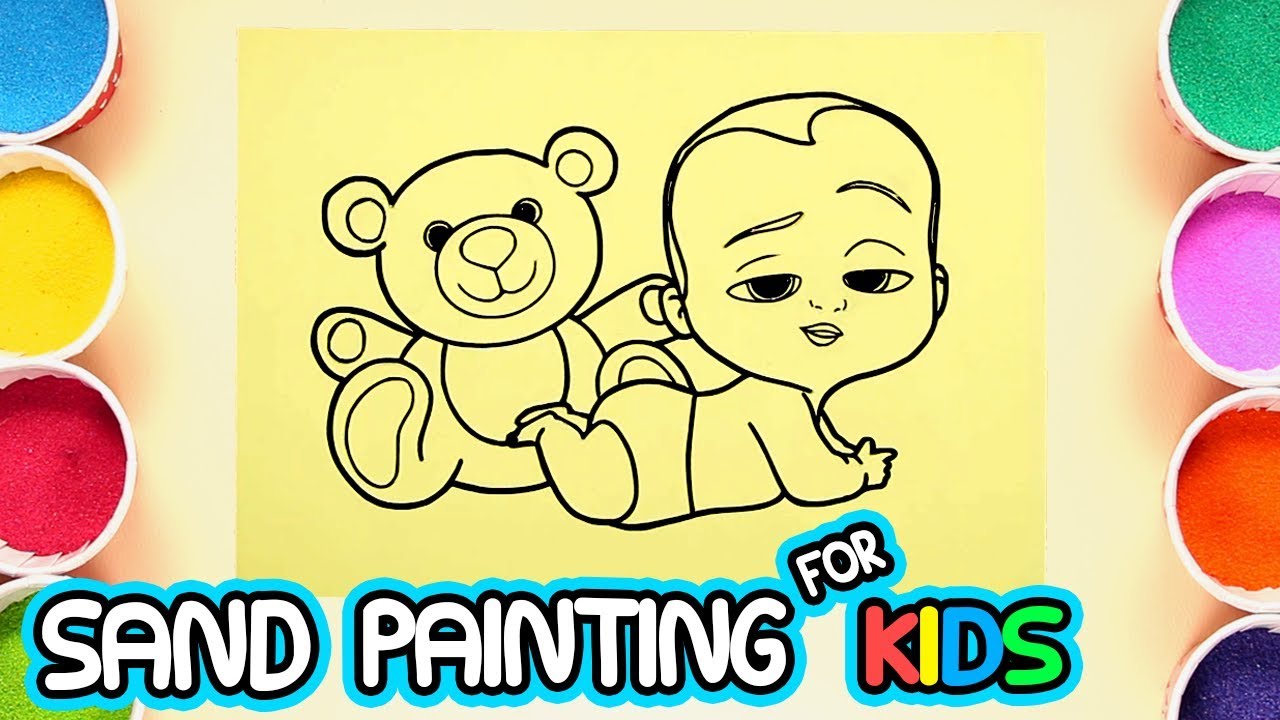 Boss Baby Sand Painting Boss Baby Coloring Page With Colored Sands Youtube