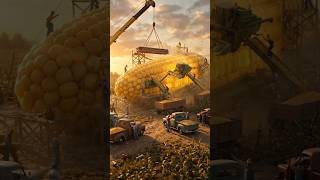 🌽 Tiny Workers Harvest a Giant Corn Cob!#tinyworkers #miniatureworld