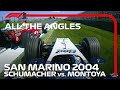 Schumacher vs. Montoya - All The Angles | 2004 San Marino GP
