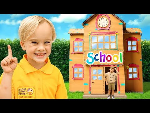 Cardboard School Adventure for kids! - Funny stories for kids