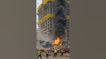 😱💥Disaster! A plane crash causes the collapse of a building under construction!🏗️ #disaster