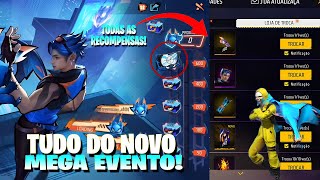 TUDO DO NOVO MEGA EVENTO GLOBAL QUE ESTÁ CHEGANDO! BARBINHA AMANHÃ, SKINS GRÁTIS,NOVIDADES FREE FIRE