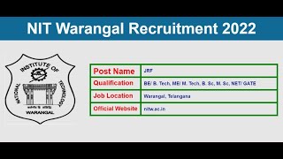 NIT WARANGAL JRF RECRUITMENT 2022 | Salary Rs. 31,000/- | B.E./ B.Tech screenshot 5