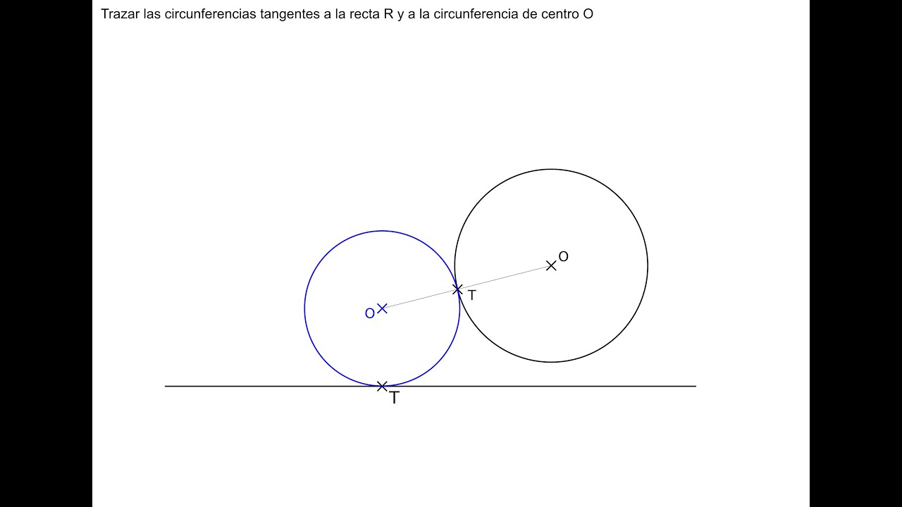 Dilataciones-Circunferencia tangente a una Recta por el punto de tangencia T y a otra circunferencia