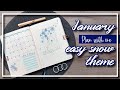 January 2024 bullet journal set up  snowflake theme  monthly cover  weekly spread  planner