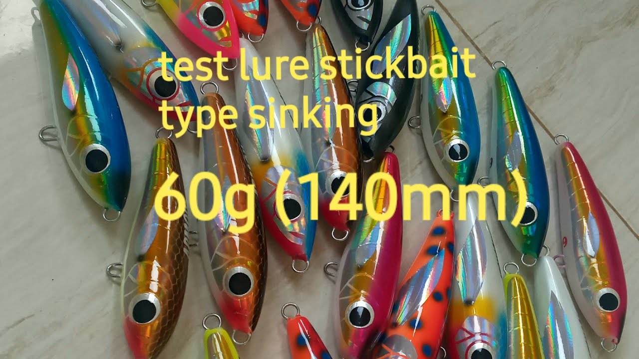 Test action lure stickbait type sinking ,panjang 140mmm (60g) YouTube
