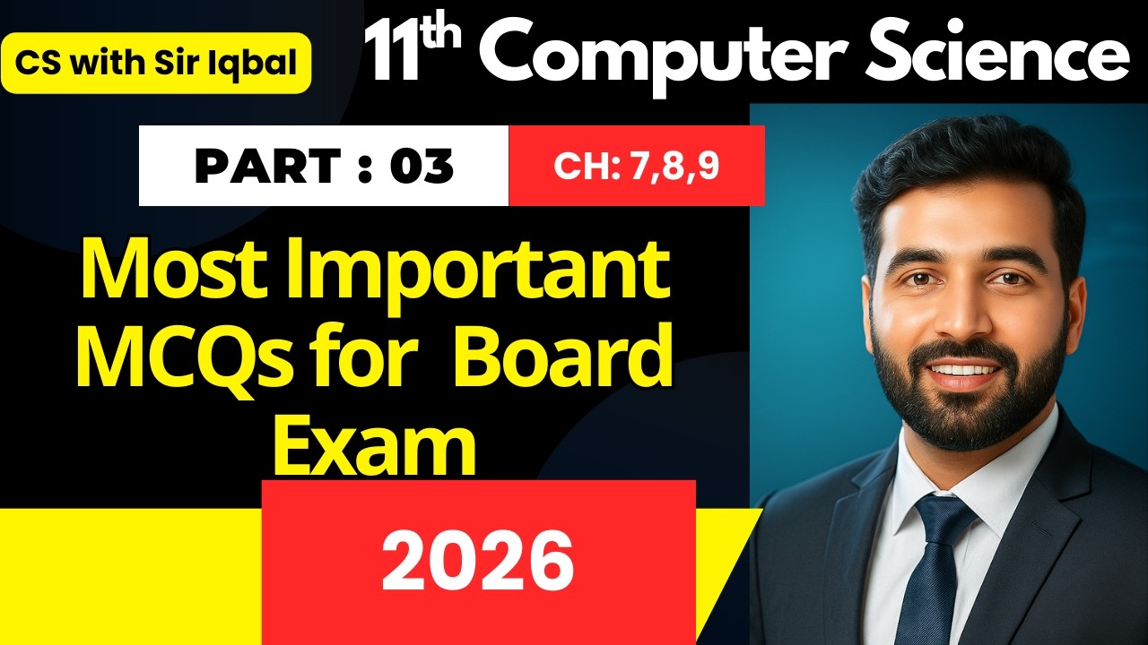 11th Class Computer Science Important MCQs Part 3 | Chapter 7, 8, 9 | Punjab Boards 2026