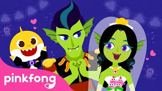 Pernikahan Duyung di Halloween🎃 | Vampire dan Bayi Hiu | Lagu Halloween Anak | Pinkfong Baby Shark