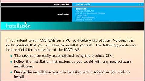 MATLAB Notes Lecture 1 Introduction | MTH643 Lecture 1 VU