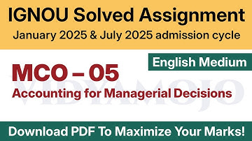 IGNOU MCO 05 Solved Assignment 2025 English Medium PDF Download | IGNOU MCom 1st Semester